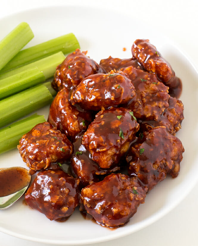 Boneless Chicken Wings with Honey BBQ Sauce - Chef Savvy