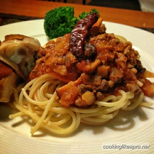 Cooking Pork Bolognese Pasta